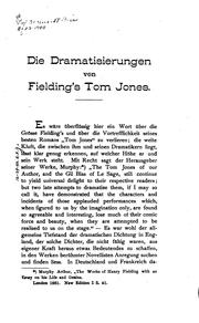 Die Dramatisierungen von Fielding's Tom Jones by Carl Waldschmidt