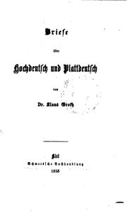 Cover of: Briefe über Hochdeutsch und Plattdeutsch