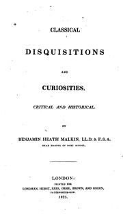 Cover of: Classical Disquisitions and Curiosities: Critical and Historical