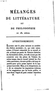 Cover of: Mélanges de littérature et de philosophie du 18e siècle