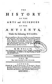 Cover of: The History of the Arts and Sciences of the Antients, Under the Following Heads: Agriculture ...