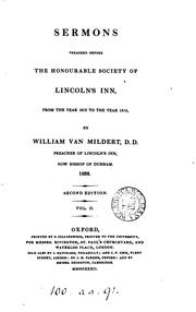 Cover of: Sermons preached before the Honourable society of Lincoln's inn, from ...