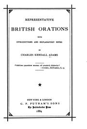 Cover of: Representative British Orations