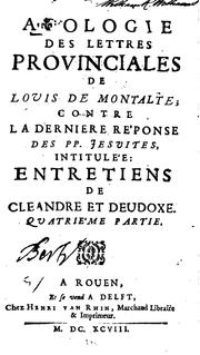 Cover of: Apologie des lettres provinciales de Louis de Montalte