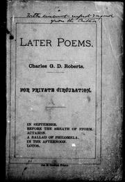 Cover of: Later poems by Charles G.D. Roberts.
