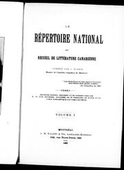 Cover of: Le Répertoire national ou Recueil de littérature canadienne