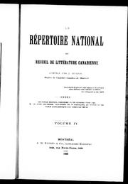 Cover of: Le Répertoire national ou Recueil de littérature canadienne