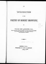 Cover of: An introduction to the poetry of Robert Browning