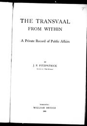 Cover of: The Transvaal from within by Fitzpatrick, Percy Sir