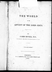 Cover of: The world at the advent of the Lord Jesus