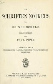 Cover of: Die Schriften Notkers und seiner Schule by Notker Labeo