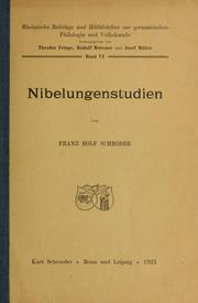 Cover of: Nibelungenstudien by Franz Rolf Schröder
