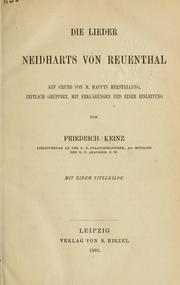 Cover of: Lieder Neidharts von Reuenthal