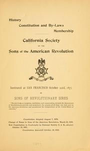 Cover of: History by Sons of the American revolution. California society.