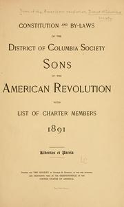 Cover of: Constitution and by-laws of the District of Colubmia society