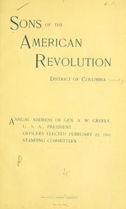 Cover of: Annual address of Gen. by Sons of the American revolution. District of Columbia society.