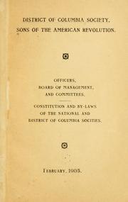 Cover of: Officers, Board of management, and committees. by Sons of the American revolution. District of Columbia society.