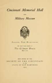 Cover of: Cincinnati memorial hall and military museum, Exeter, New Hampshire by Society of the Cincinnati. New Hampshire