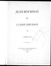 Cover of: Jean Bourdon et la baie d'Hudson