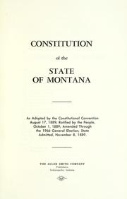 Cover of: Constitution of the State of Montana by Montana.