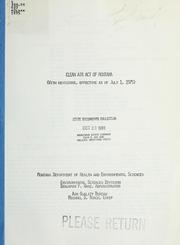 Cover of: Clean Air Act of Montana (with revisions, effective as of July 1, 1975).