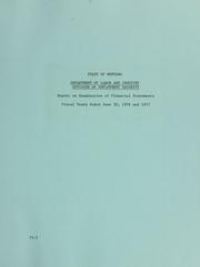 Cover of: Department of Labor and Industry DIvision of Employment Security: report on examination of financial statements fiscal years ended June 30, 1976 and 1977