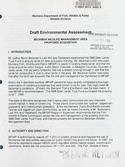 Cover of: Draft environmental assessment [for] Beckman wildlife management area proposed acquisition. by 
