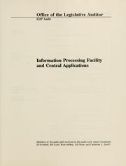 Cover of: EDP audit report, information processing facility and central applications