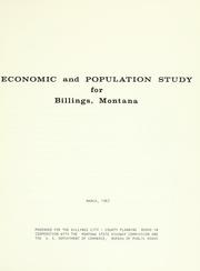 Cover of: Economic and population study for Billings, Montana. by Harstad Associates.