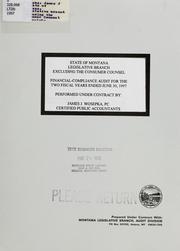 State of Montana, legislative branch excluding the Consumer Counsel financial-compliance audit for the two fiscal years ended June 30, ...