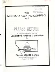 Cover of: Montana Capital Company Act: a report