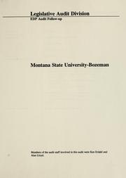 Montana State University-Bozeman by Montana. Legislature. Legislative Audit Division.