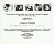 Cover of: Montana informational wage rates and skill levels by occupation (statewide information only)