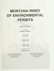 Cover of: Montana index of environmental permits. | 