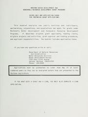 Cover of: Montana water development and renewable resource development grant programs: guidelines and application forms for preparing grant applications