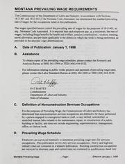 Cover of: Montana prevailing wage rates: nonconstruction services occupations, effective January 1, 1998