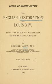 Cover of: The English restoration and Louis XIV.