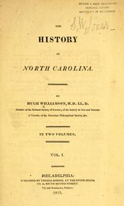 Cover of: The history of North Carolina by Hugh Williamson