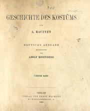 Cover of: Geschichte des kostüms in chronologischer entwicklung von A. Racinet.