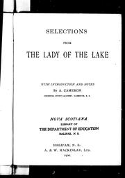 Cover of: Selections from the Lady of the lake by with introduction and notes by A. Cameron.