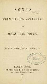 Cover of: Songs from the St. Lawrence, or, Occasional poems
