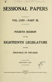 Cover of: ONTARIO SESSIONAL PAPERS. by Ontario. Legislative Assembly.