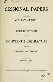 Cover of: ONTARIO SESSIONAL PAPERS. by Ontario. Legislative Assembly.