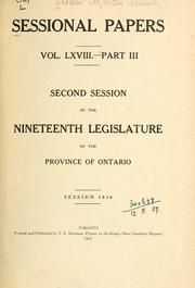 Cover of: ONTARIO SESSIONAL PAPERS. by Ontario. Legislative Assembly., Ontario. Legislative Assembly.