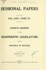 Cover of: ONTARIO SESSIONAL PAPERS. by Ontario. Legislative Assembly.