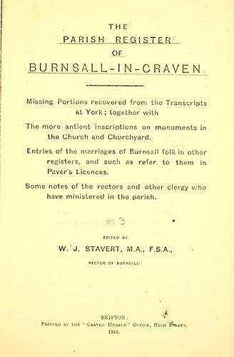 The parish register of Burnsall-in-Craven. by Burnsall, England (Parish)