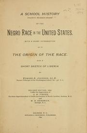 Cover of: school history ... of the Negro race in the United States: with a short introduction as to the origin of the race : also a short sketch of Liberia.