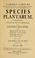 Cover of: Species plantarum