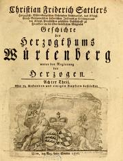 Cover of: Geschichte des Herzogthums Würtenberg unter der Regierung der Herzogen by Christian Friedrich Sattler