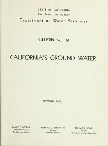 California's ground water. by California. Dept. of Water Resources.
